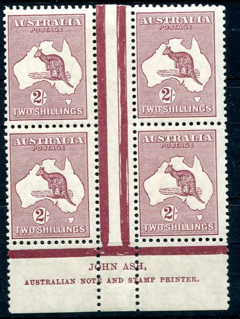 1929/30 Small Multiple Watermark 2/- maroon Ash ... Image 1++