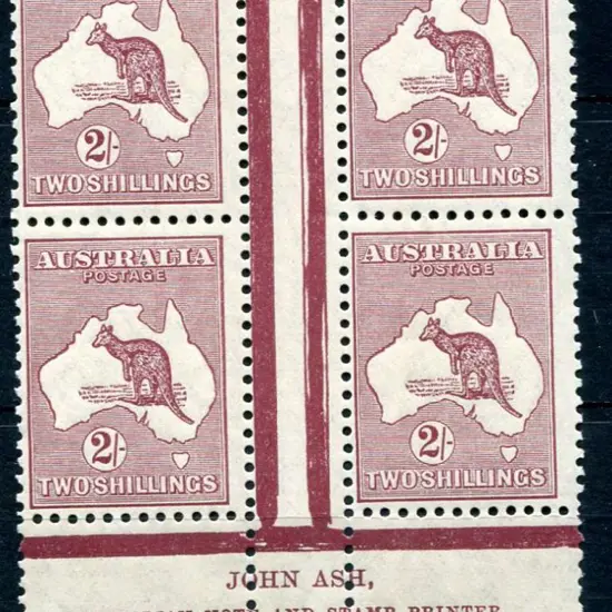 1929/30 Small Multiple Watermark 2/- maroon Ash ...