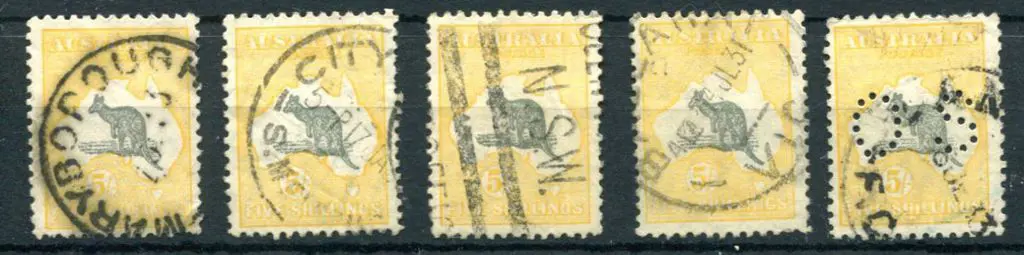 1929/30 Small Multiple Watermark 5/- grey & ... Image 1++