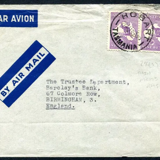 1931-47 CofA Watermark 9d pair on Birmingham ...