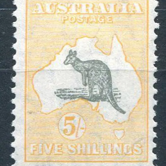 1931-47 CofA Watermark 5/- grey & yellow-buff. ...
