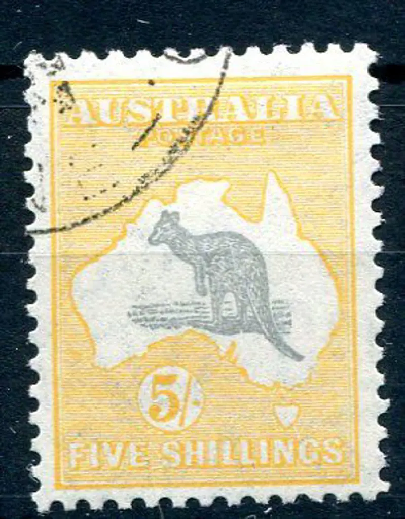 1931-47 CofA Watermark 5/- grey & yellow-orange ... Image 1++