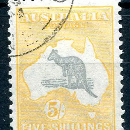 1931-47 CofA Watermark 5/- grey & yellow-orange ...