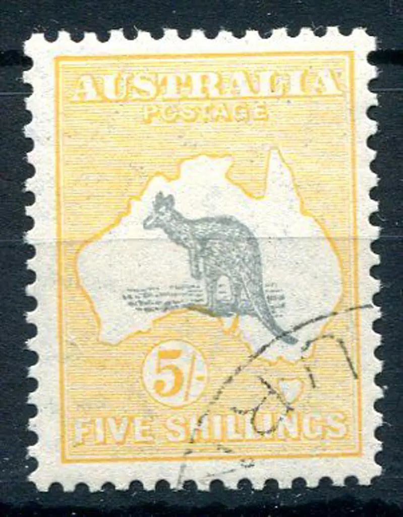 1931-47 CofA Watermark 5/- grey & yellow-orange ... Image 1++