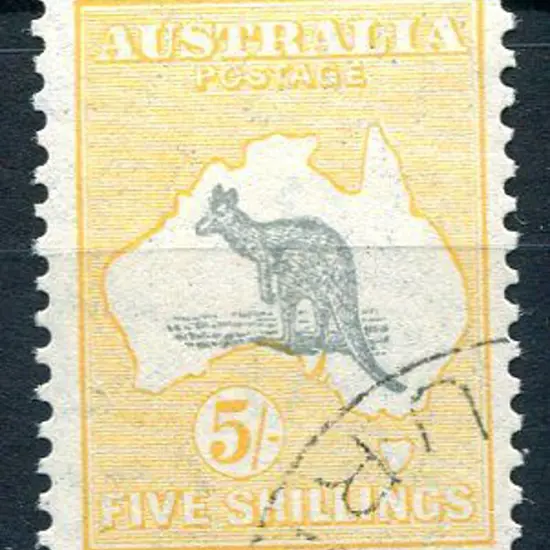 1931-47 CofA Watermark 5/- grey & yellow-orange ...