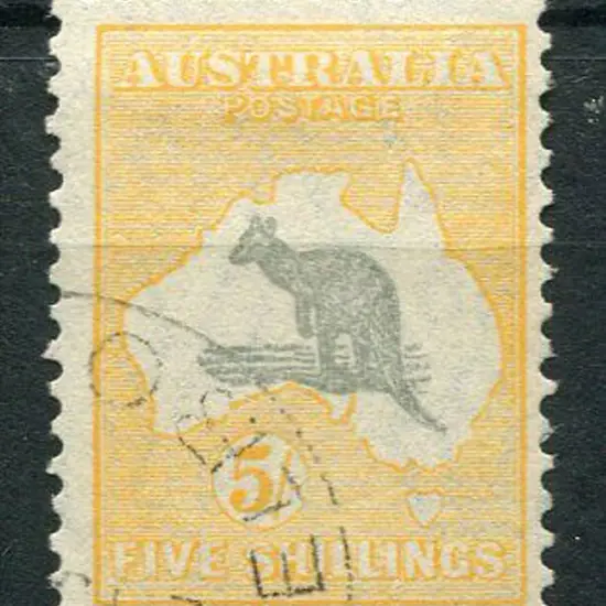 1931-47 CofA Watermark 5/- grey & yellow-orange ...