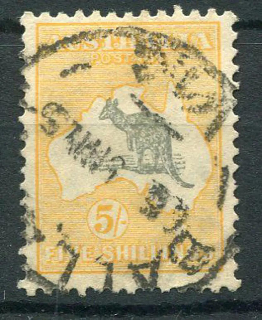 1931-47 CofA Watermark 5/- grey & yellow-orange ... Image 1++