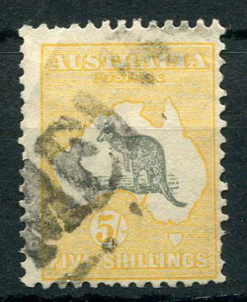1931-47 CofA Watermark 5/- grey & yellow-orange ... Image 1++