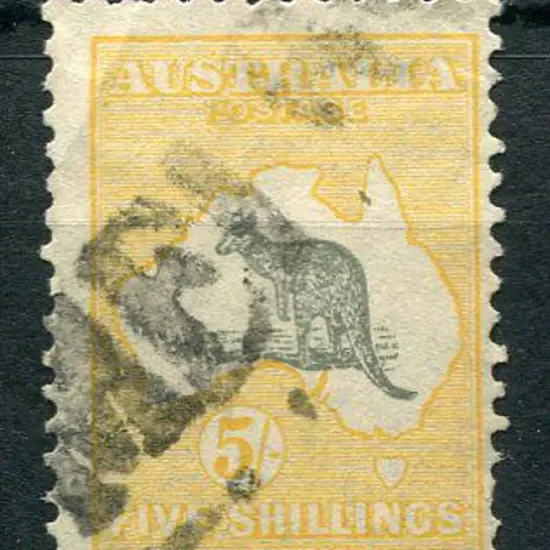 1931-47 CofA Watermark 5/- grey & yellow-orange ...