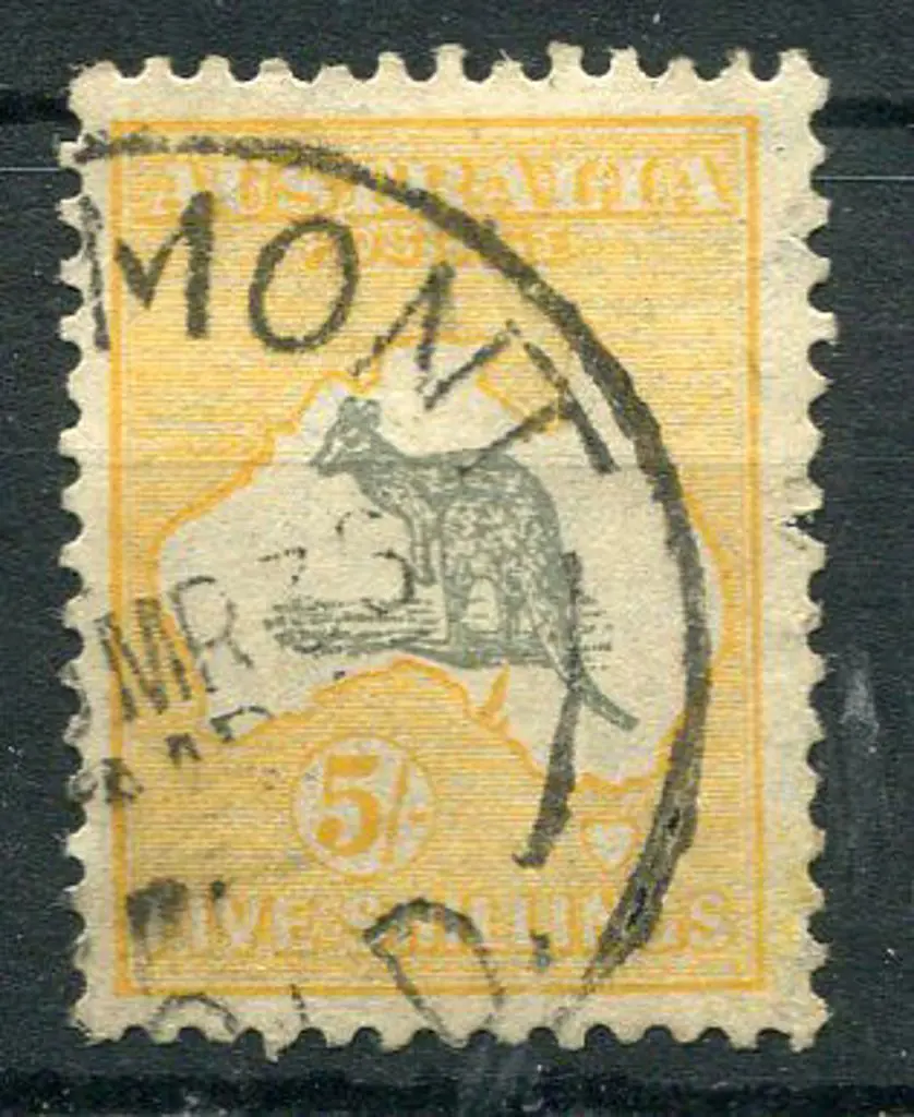 1931-47 CofA Watermark 5/- grey & yellow-orange ... Image 1++