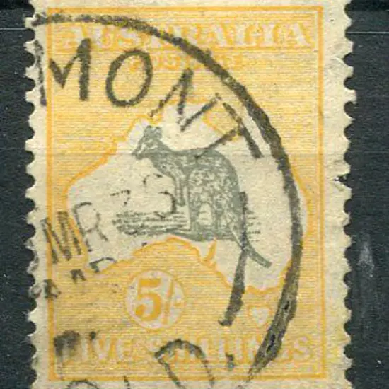 1931-47 CofA Watermark 5/- grey & yellow-orange ...