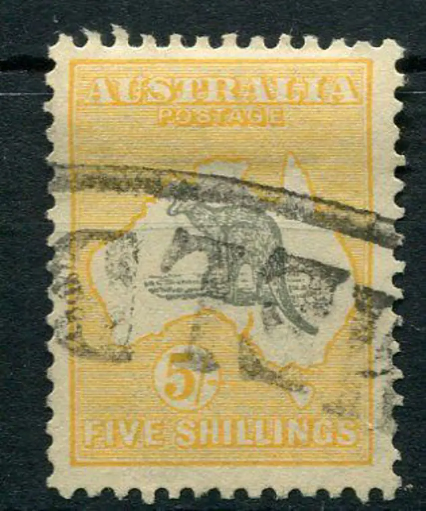 1931-47 CofA Watermark 5/- grey & yellow-orange ... Image 1++