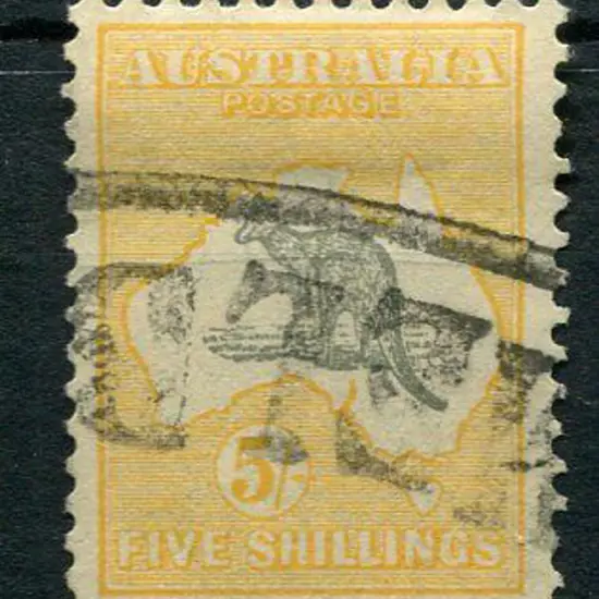 1931-47 CofA Watermark 5/- grey & yellow-orange ...