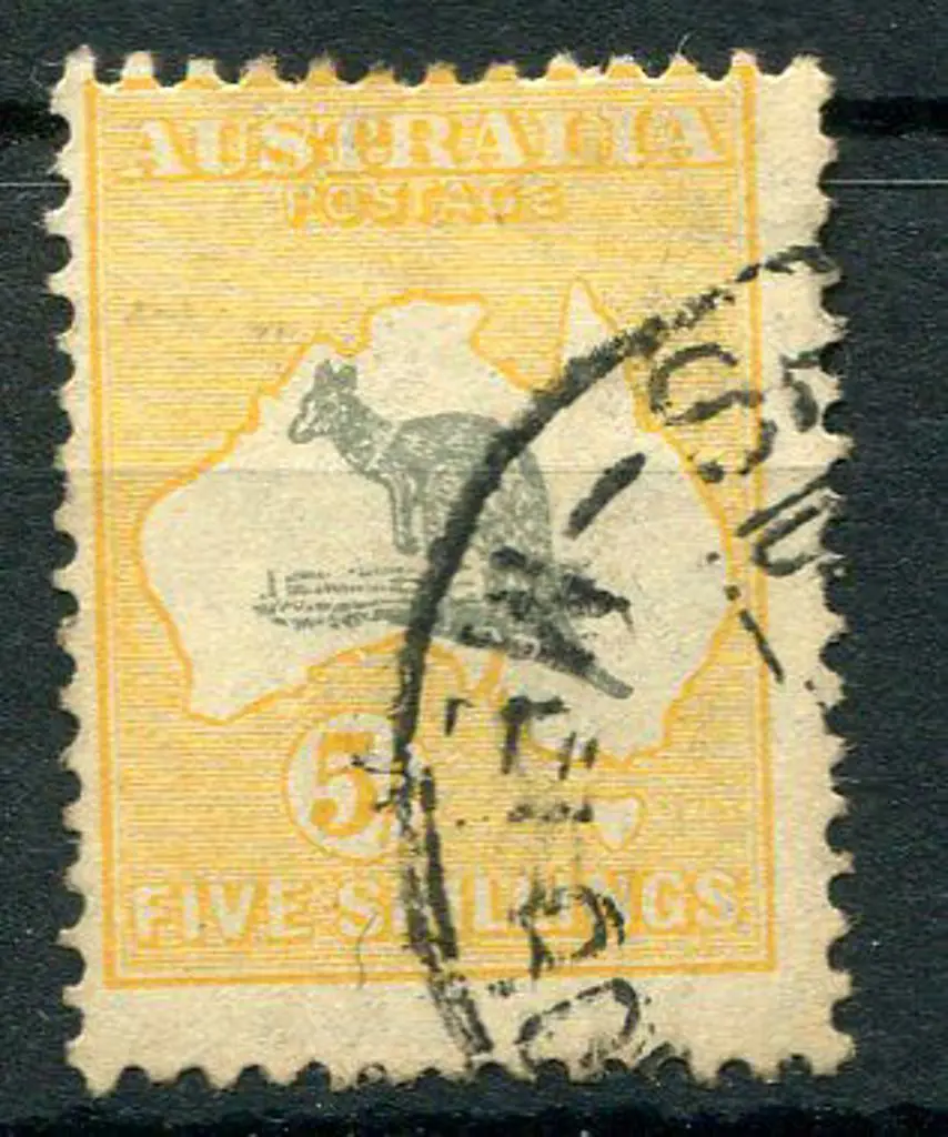 1931-47 CofA Watermark 5/- grey & yellow-orange ... Image 1++
