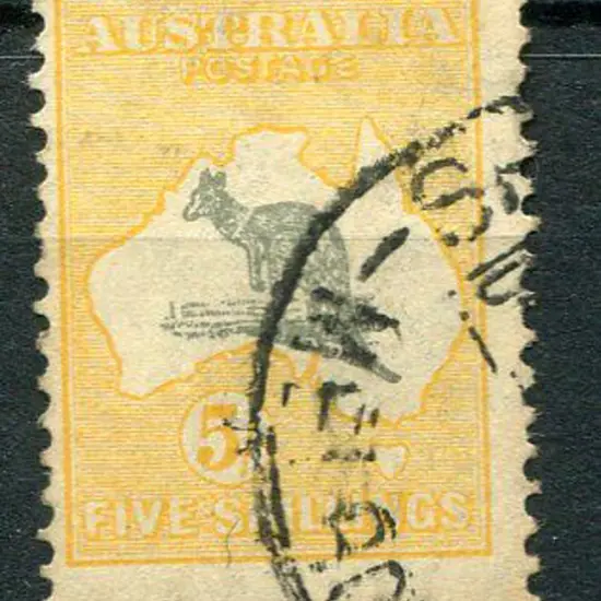 1931-47 CofA Watermark 5/- grey & yellow-orange ...