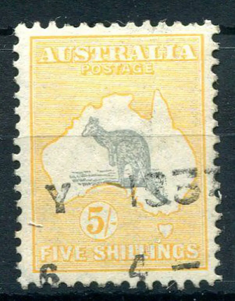 1931-47 CofA Watermark 5/- grey & yellow-orange ... Image 1++