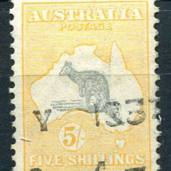 1931-47 CofA Watermark 5/- grey & yellow-orange ...