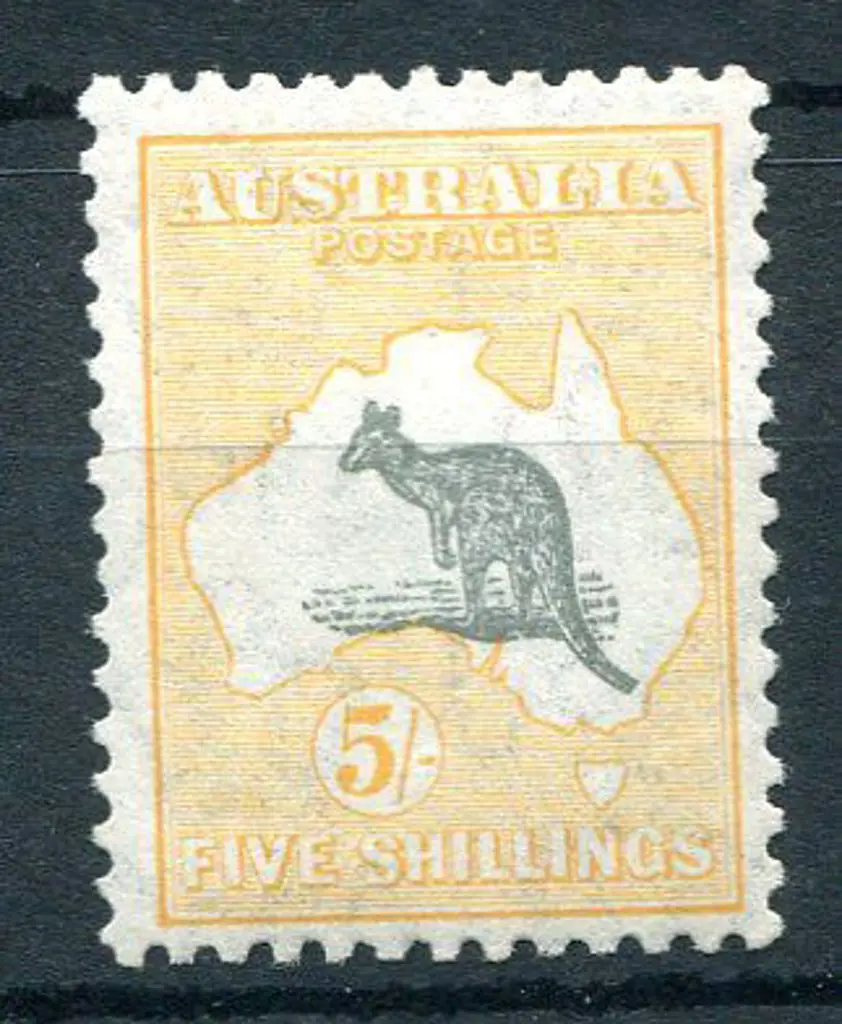 1931-47 CofA Watermark 5/- grey & yellow-orange, ... Image 1++