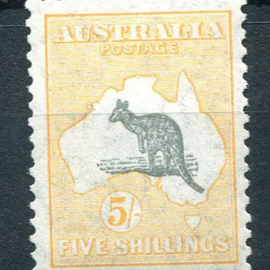 1931-47 CofA Watermark 5/- grey & yellow-orange, ...