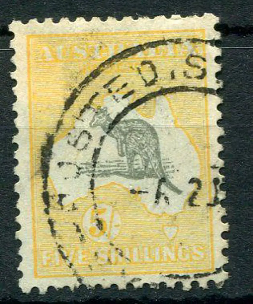 1931-47 CofA Watermark 5/- grey & yellow with ... Image 1++