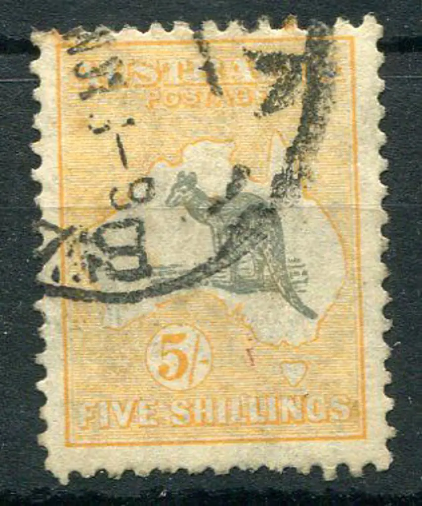 1931-47 CofA Watermark 5/- grey & yellow-buff with ... Image 1++