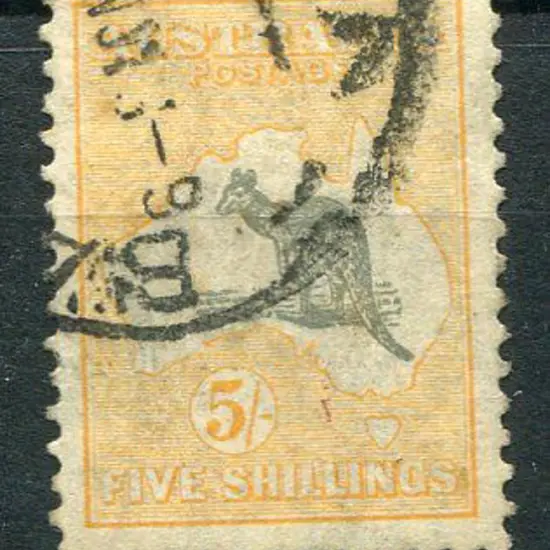 1931-47 CofA Watermark 5/- grey & yellow-buff with ...