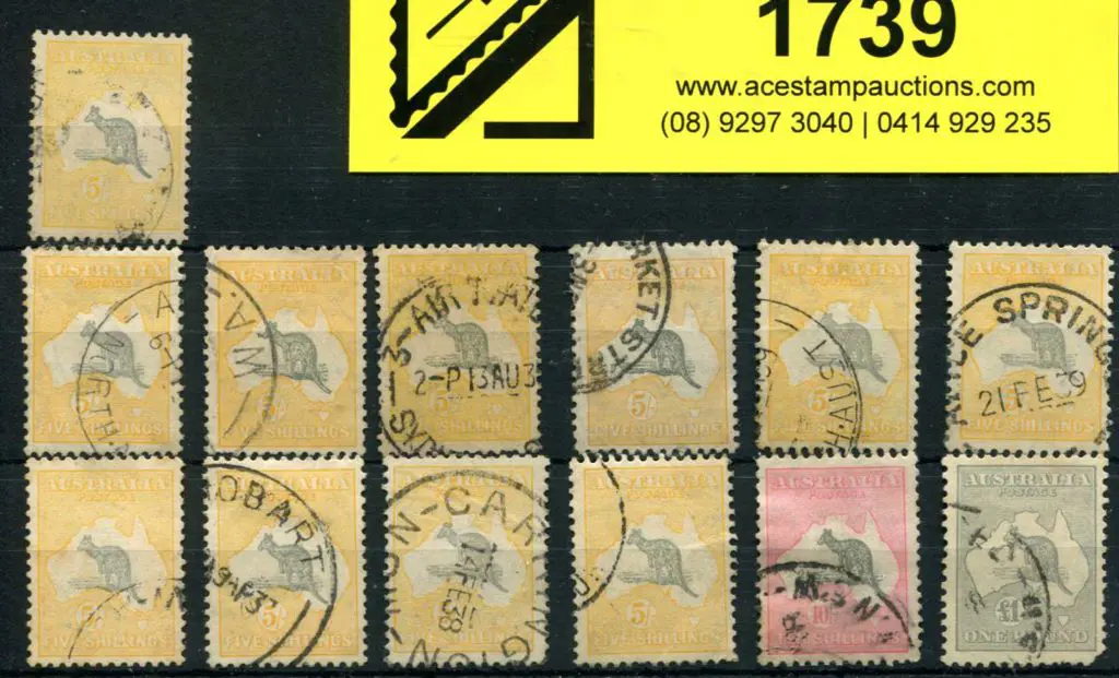 1931-47 CofA Watermark 5/- x 11 in various shades ... Image 1++