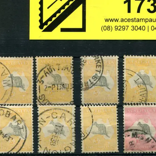 1931-47 CofA Watermark 5/- x 11 in various shades ...
