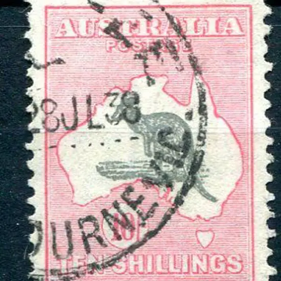 1931-47 CofA Watermark 10/- grey & pink. Fine ...