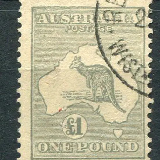1931-47 CofA Watermark £1 grey showing thickened ...