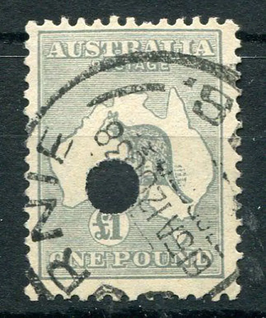 1931-47 CofA Watermark £1 grey with neat telegraph ... Image 1++