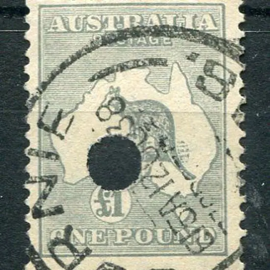 1931-47 CofA Watermark £1 grey with neat telegraph ...