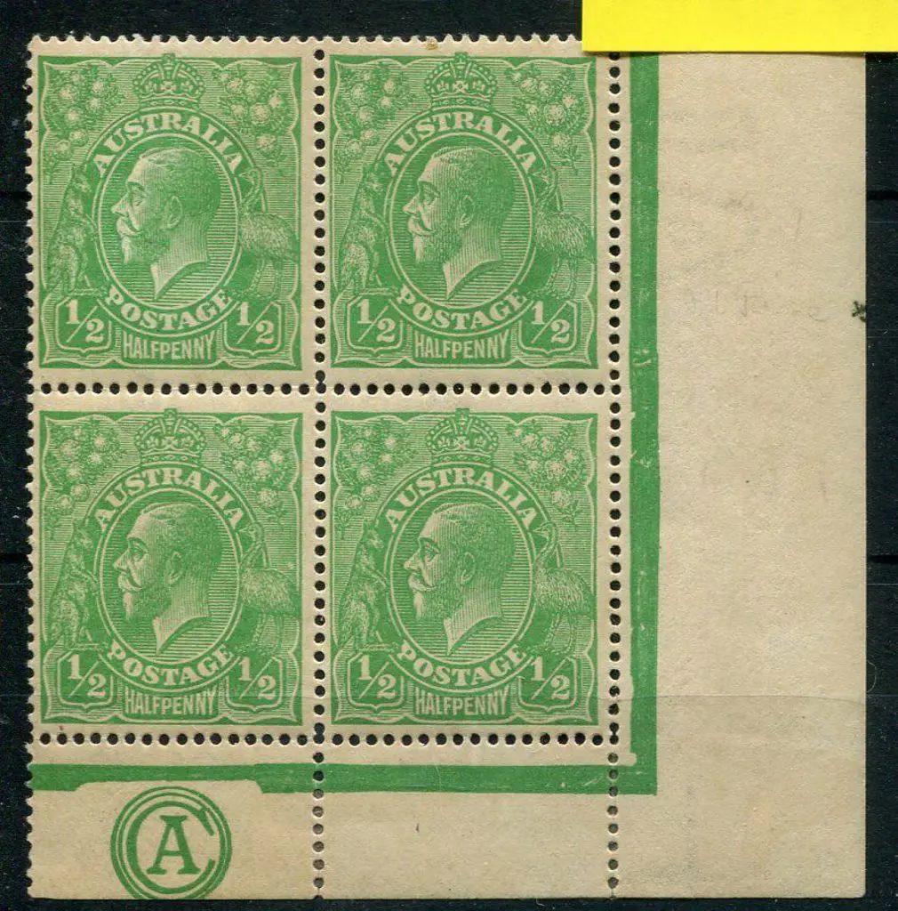 1914-20 Single Watermark ½d green lower right ... Image 1++