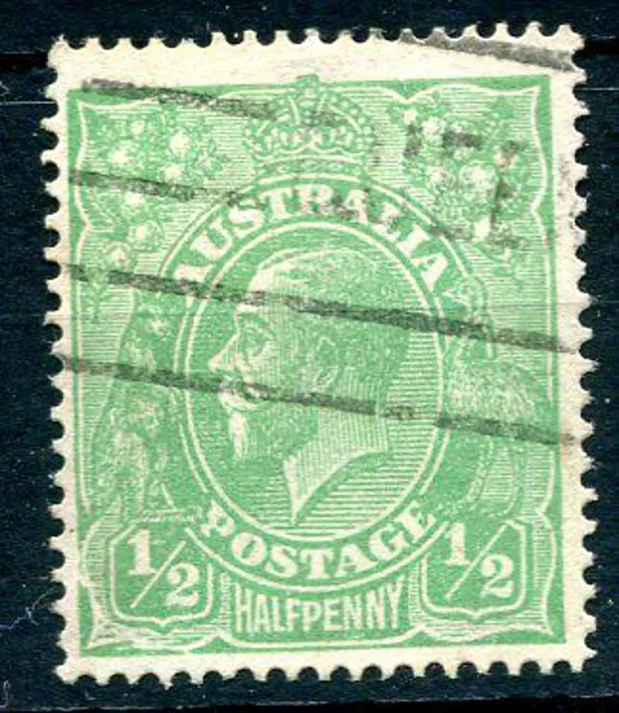 1914-20 Single Watermark ½d green with "crack ... Image 1++