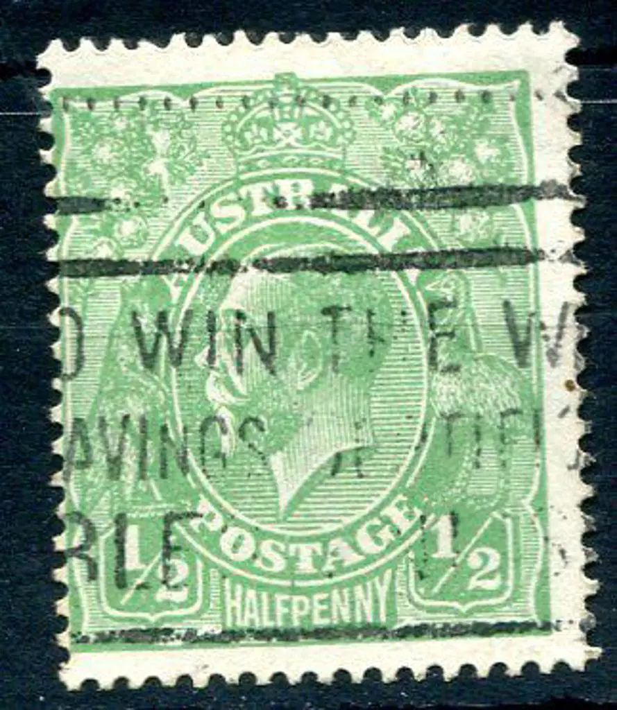 1914-20 Single Watermark ½d green with "cracked ... Image 1++