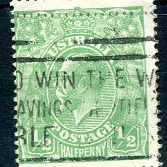 1914-20 Single Watermark ½d green with "cracked ...
