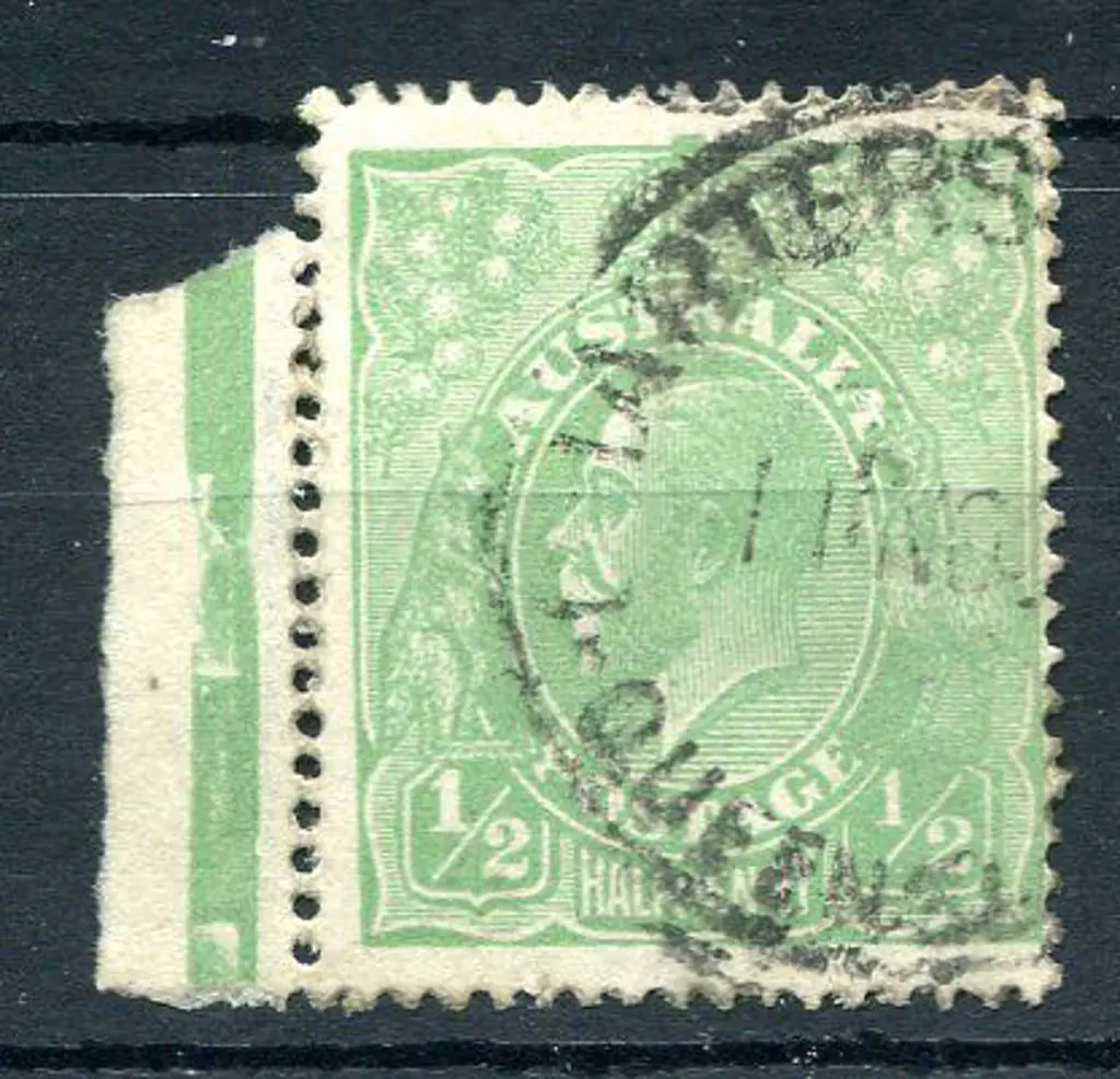 1914-20 Single Watermark ½d green with "thin ... Image 1++