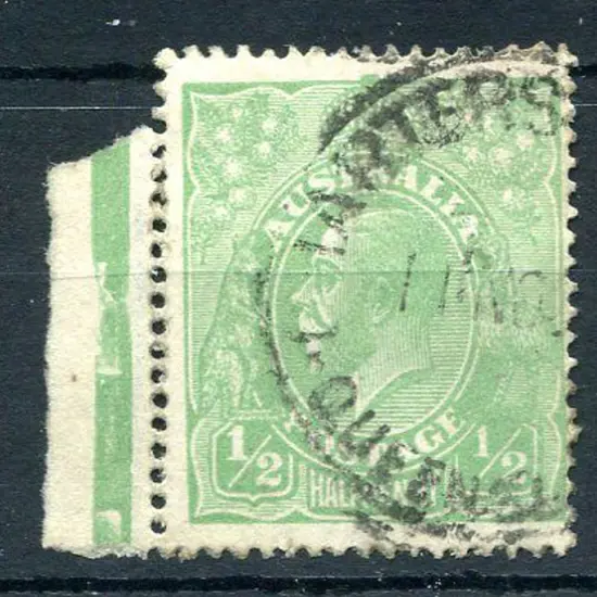 1914-20 Single Watermark ½d green with "thin ...
