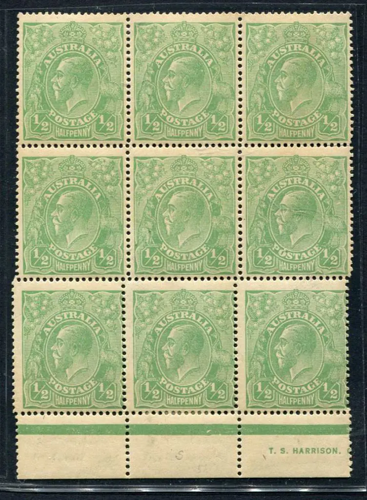 1914-20 Single Watermark ½d green, electro 6 in ... Image 1++