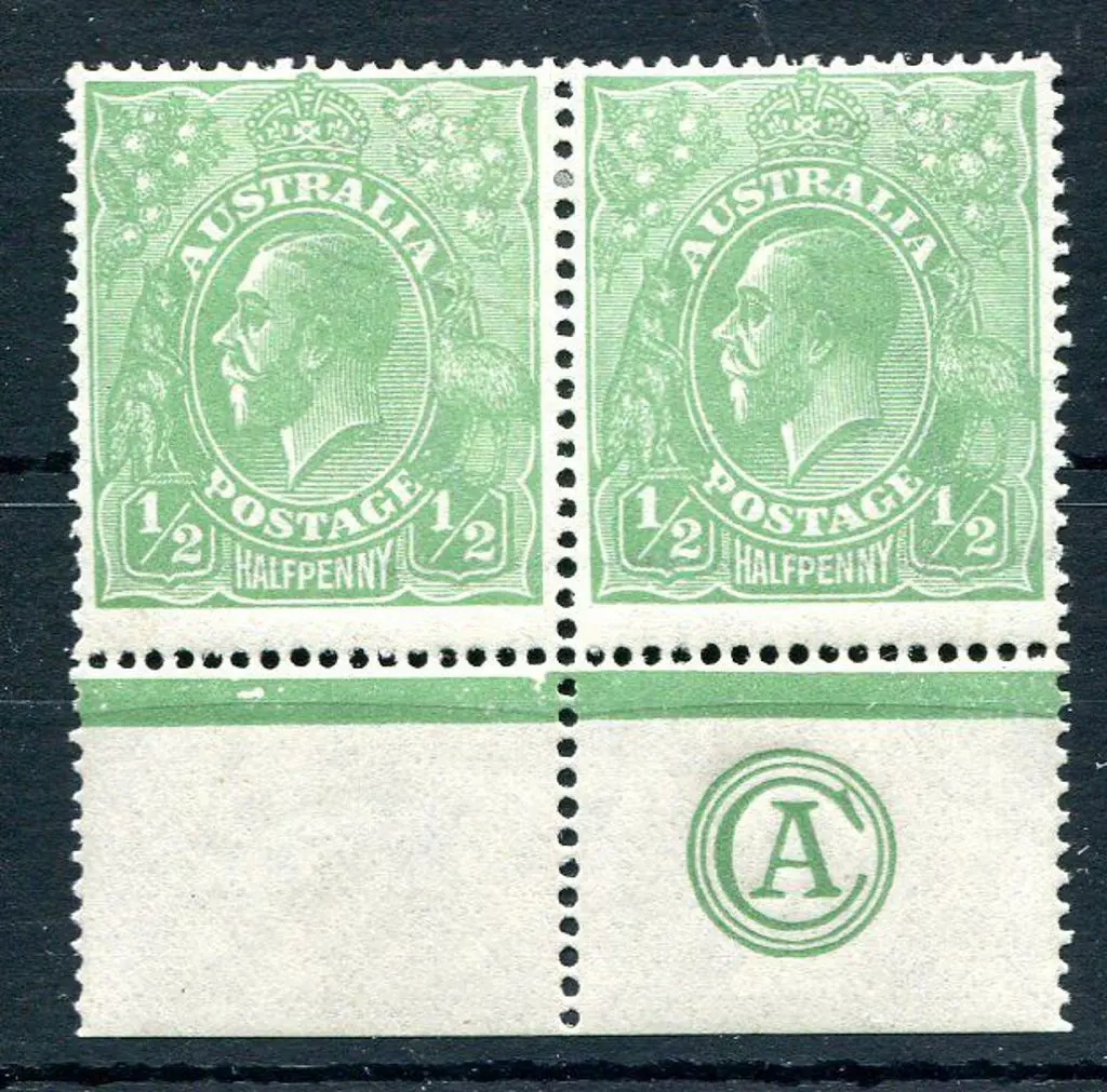 1914-20 Single Watermark ½d green, plate 5, with ... Image 1++