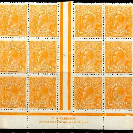 1914-20 Single Watermark ½d orange electro 6 ...