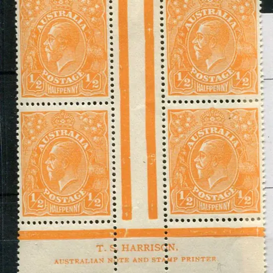 1914-20 Single Watermark ½d orange, electro 6, ...