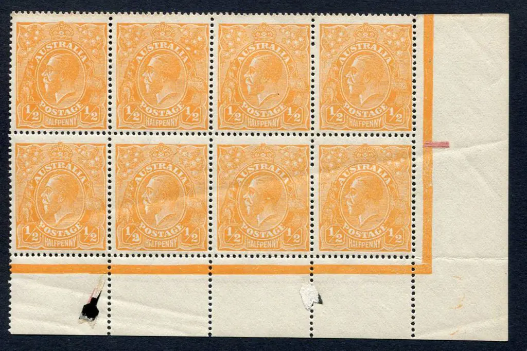 1914-20 Single Watermark ½d orange, electro 7, ... Image 1++