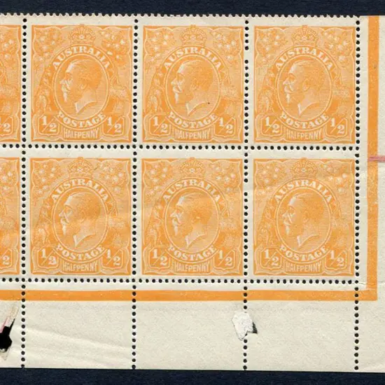 1914-20 Single Watermark ½d orange, electro 7, ...