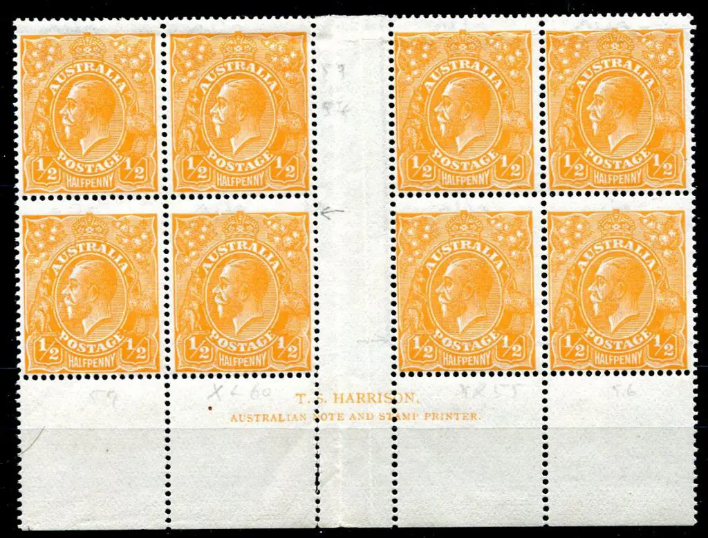 1914-20 Single Watermark ½d orange, plate 9, 2 ... Image 1++