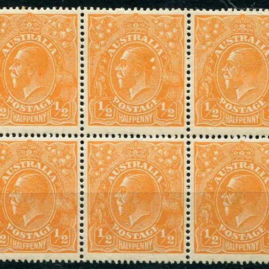 1914-20 Single Watermark ½d bright orange, electro ...