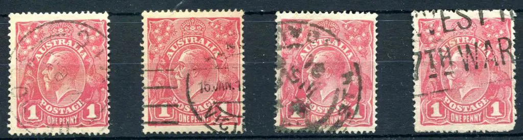 1914-20 Single Watermark 1d carmine-red & carmine ... Image 1++