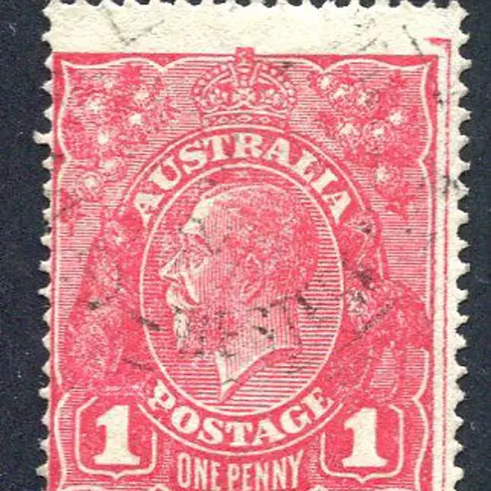 1914-20 Single Watermark 1d rosine, (G68), with ...