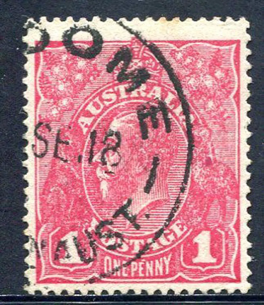 1914-20 Single Watermark 1d deep rosine, (G70). ... Image 1++