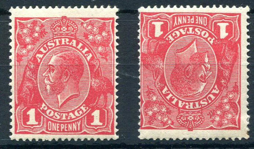 1914-20 Single Watermark 1d deep red, Die III x 2, ... Image 1++